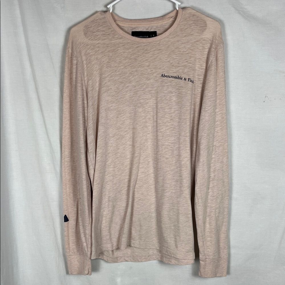Salmon Pink Abercrombie and Fitch Letter Long Sleeve T- Shirt
